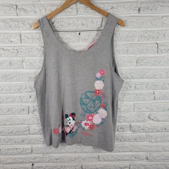 Disney Parks Epcot Flower Garden Festival Womens Top XXL Plus Tank Gray NOV26E - Picture 1 of 9